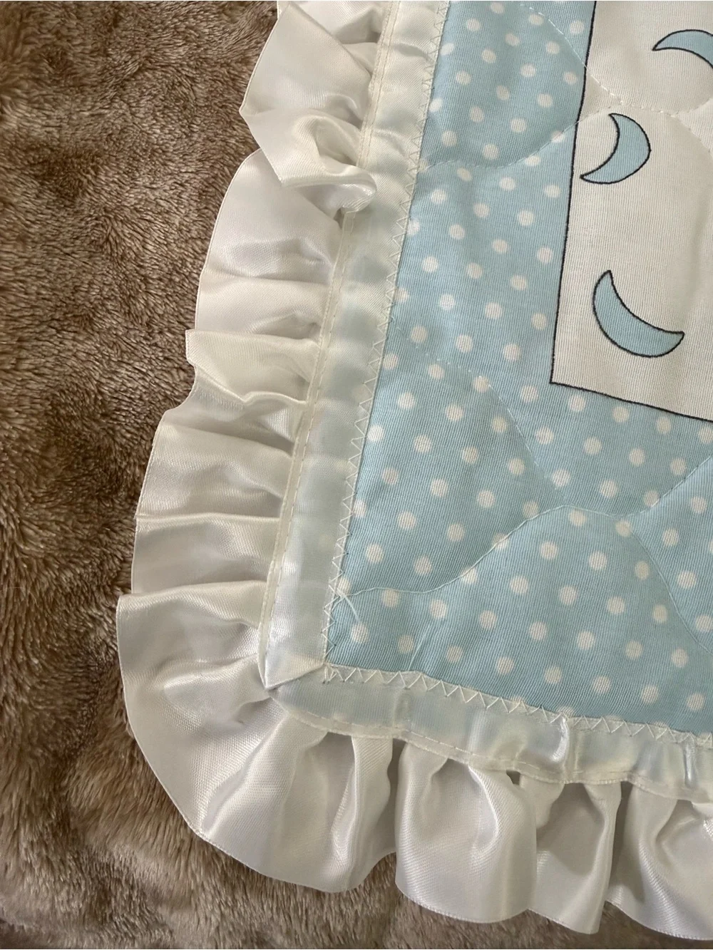 Vintage Precious Moments Alphabet Baby Blanket With Ruffle Border